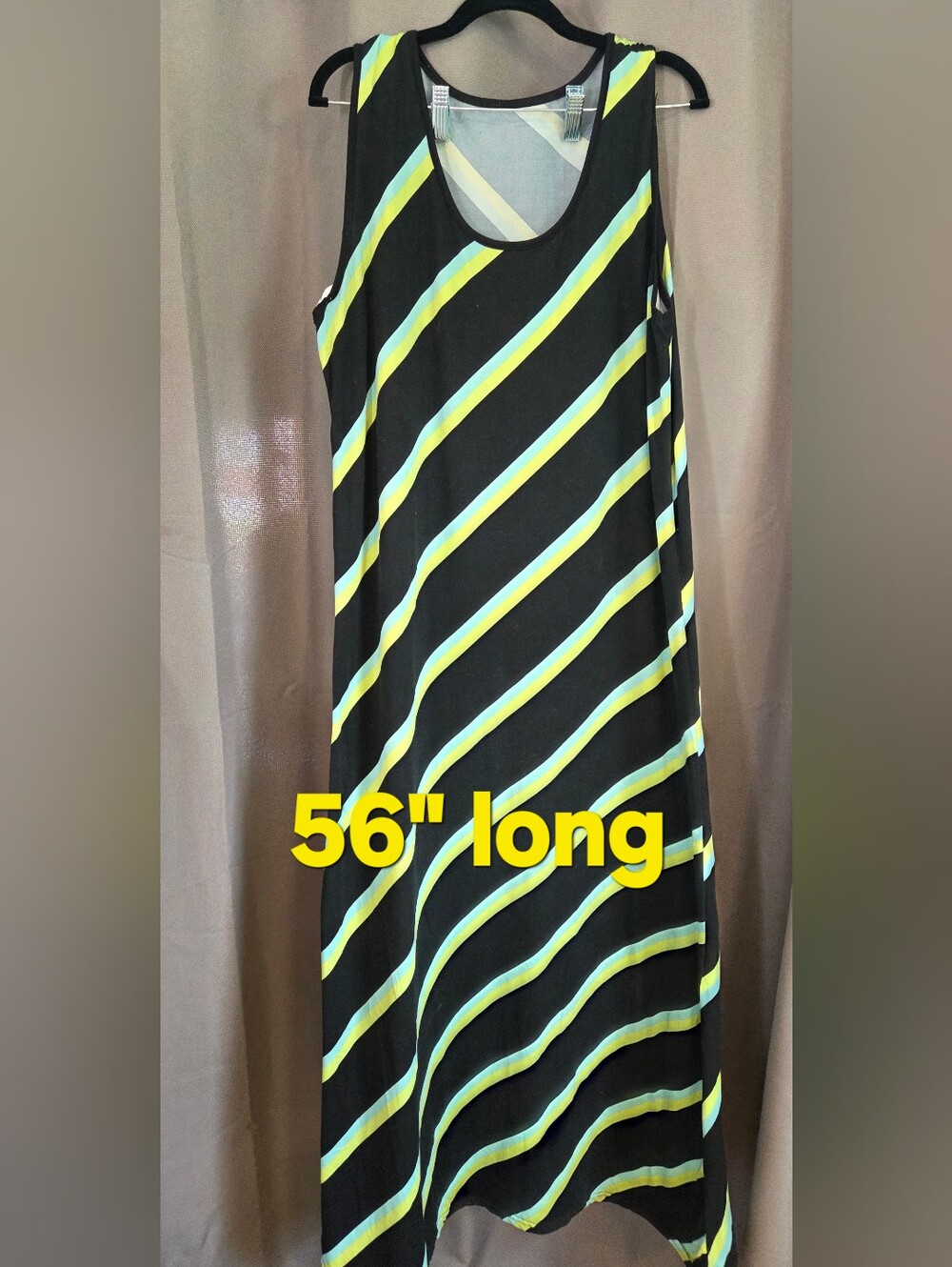 Exist  Black Maxi Skirt with Diagonal Yellowish Green and Light Blue Stripes